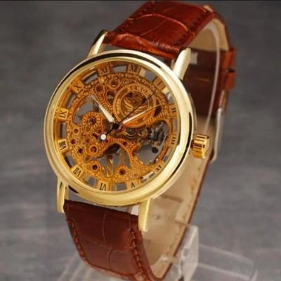 Men's Brown PU Leather Formal Watch with Round Case
