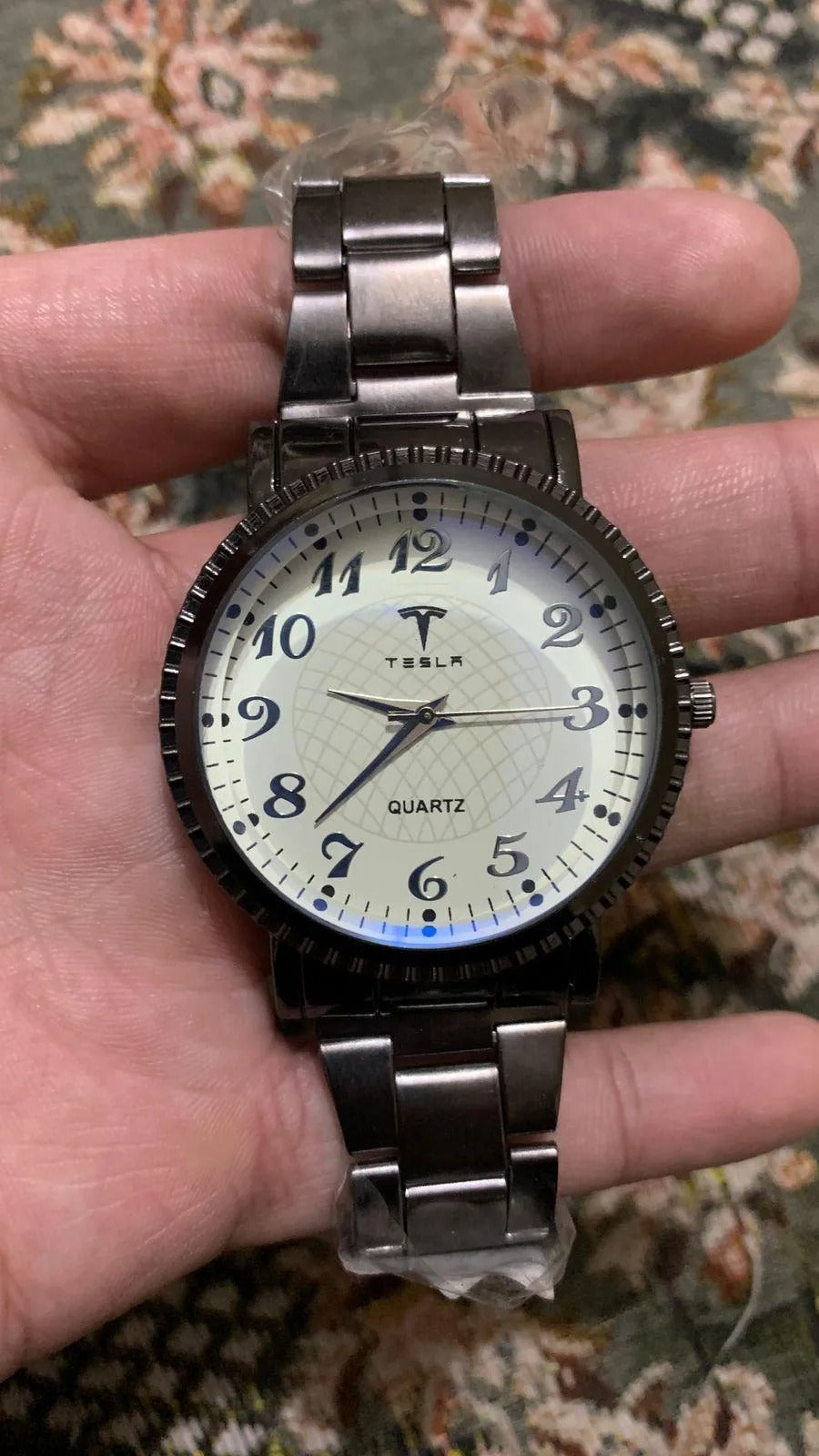 Men's Stainless Steel Watch with Tesla Logo