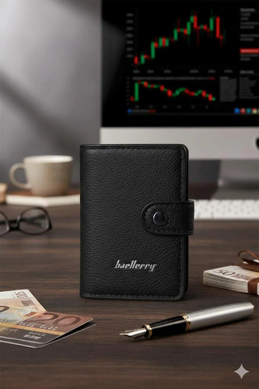 Brown Leather Wallet for Men with Snap Closure