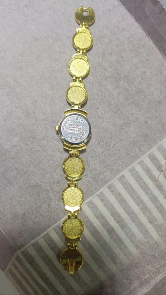 Women's Purple Gold Quartz Watch 35mm Stainless Steel Strap