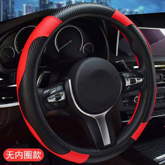 Car Steering Wheel Cover Blue Carbon Fiber All Season