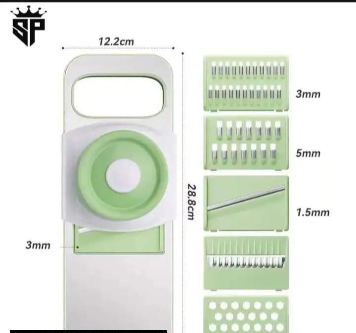 Compact Vegetable Cutter Stainless Steel Green 4-Blade
