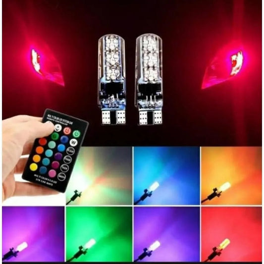 Car Flasher Remote Multi LED Parking Lights T10 RGB