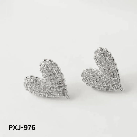 Heart Shaped Pearl Earrings Silver Gold Pakistani Women
