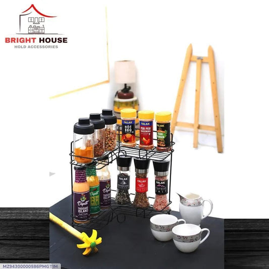 Black Metal Multi-Level Spice Rack 3cm Kitchen Storage