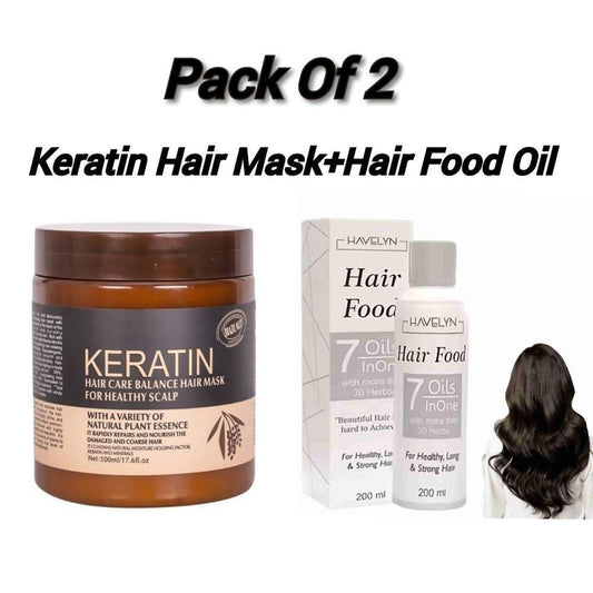 Keratin Hair Mask + Hair Food Oil Pack 2