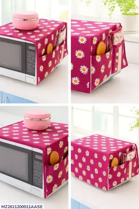 1 Pc Plastic Printed Microwave Oven Cover