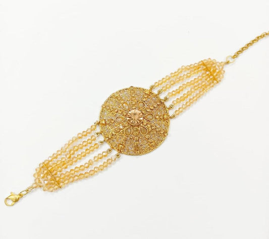 Golden Floral Beaded Bracelet for Women