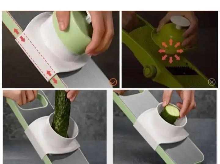 Compact Vegetable Cutter Stainless Steel Green 4-Blade