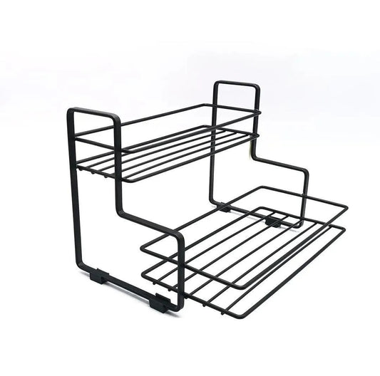 Black Two-Tier Spice Rack for Kitchen