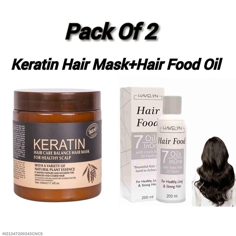 Keratin Hair Mask + Hair Food Oil Pack 2