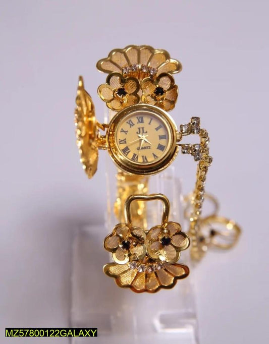 Gold Plated Floral Watch for Women Eid Office Wear